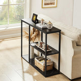 The Stylish Sidekick 3 - Tier Black Marble Console Table - Decor Smart