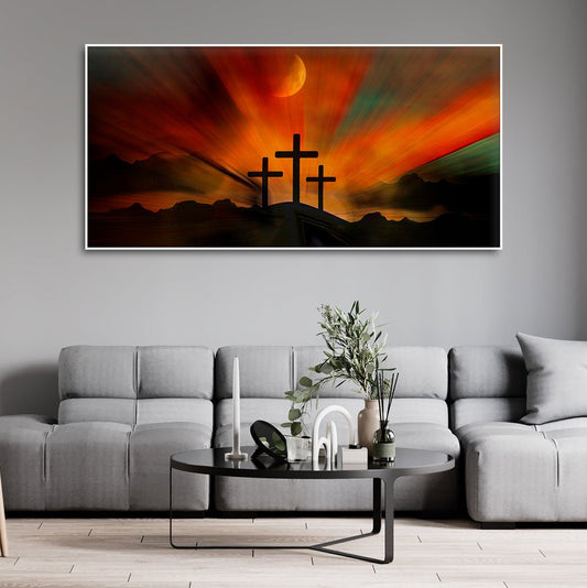 Three Cross Silhouette Canvas Wall Painting - Decor Smart