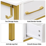 Three Drawer White Gold Engineered Wood Console Table - Decor Smart