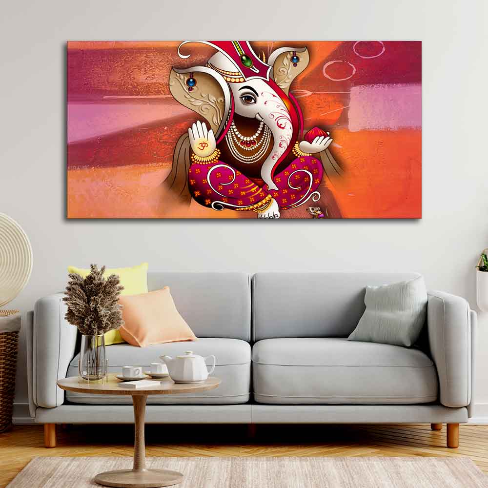 Traditional Lord Ganesh Canvas Wall Painting - Decor Smart