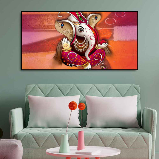 Traditional Lord Ganesh Canvas Wall Painting - Decor Smart