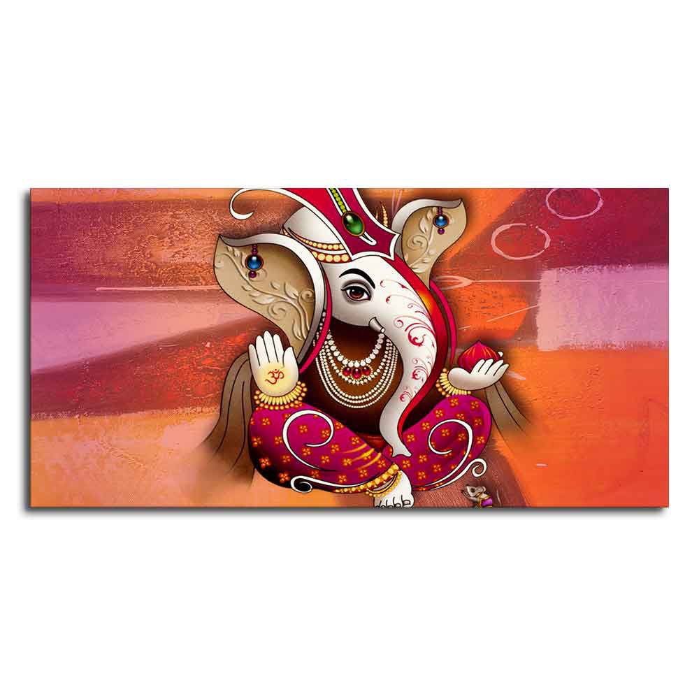 Traditional Lord Ganesh Canvas Wall Painting - Decor Smart