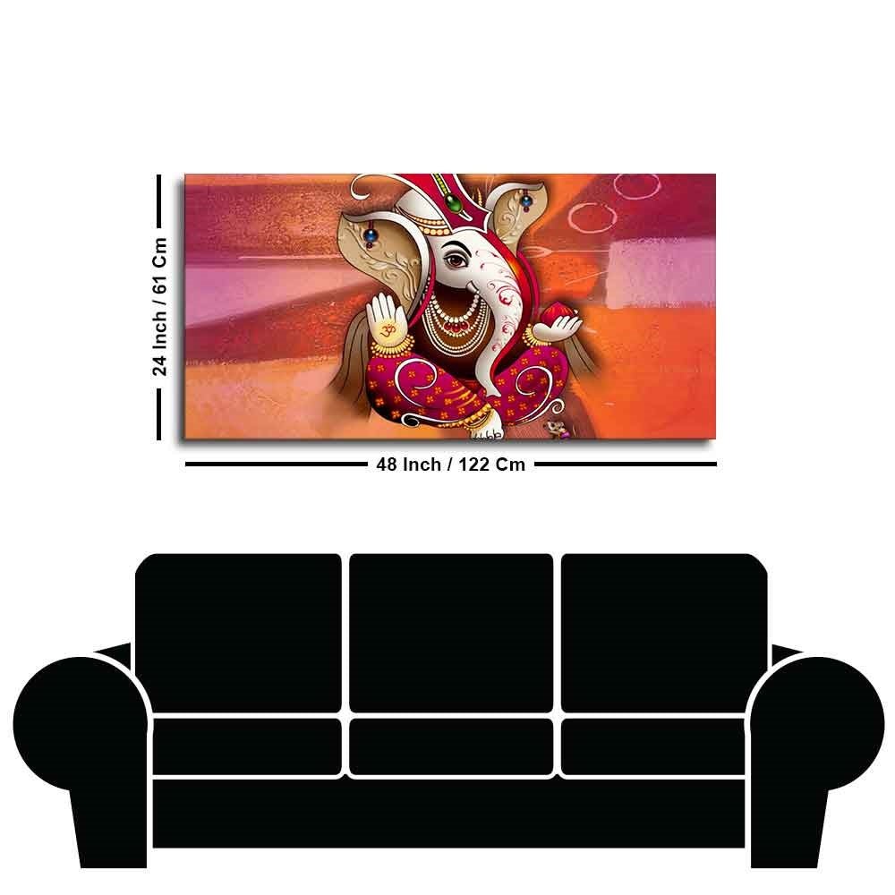 Traditional Lord Ganesh Canvas Wall Painting - Decor Smart