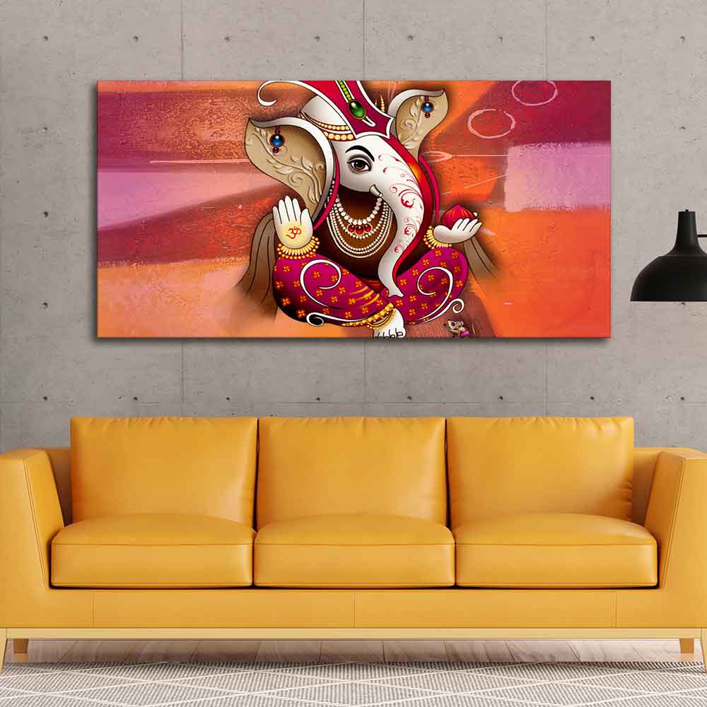 Traditional Lord Ganesh Canvas Wall Painting - Decor Smart
