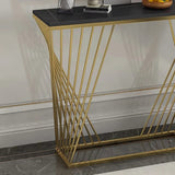 Trapezoid Design Console Table with Golden Metal Finish - Decor Smart