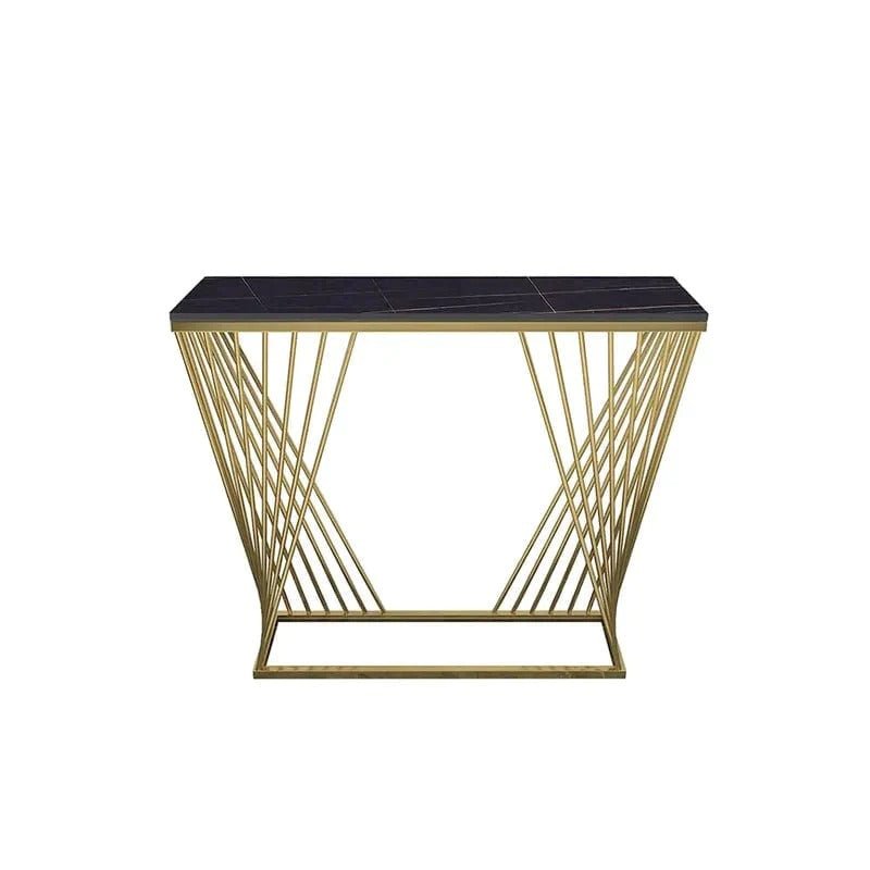 Trapezoid Design Console Table with Golden Metal Finish - Decor Smart
