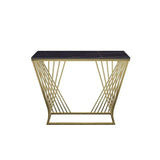 Trapezoid Design Console Table with Golden Metal Finish - Decor Smart