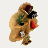 Tree Backlit Designer Wooden Wall Shelf / Book Shelf / Night Light, Light Oak Finish - Decor Smart