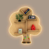 Tree Backlit Designer Wooden Wall Shelf / Book Shelf / Night Light, Light Oak Finish - Decor Smart
