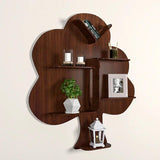 Tree Backlit Designer Wooden Wall Shelf / Book Shelf / Night Light, Walnut Finish - Decor Smart