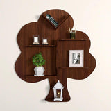 Tree Backlit Designer Wooden Wall Shelf / Book Shelf / Night Light, Walnut Finish - Decor Smart