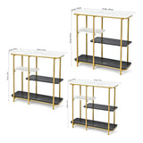 Two Different Colored Surfaces Four - Tier White & Black Marble Gold Console Table - Decor Smart
