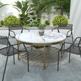 Two Tier Round Coffee Table with White Marble - Decor Smart