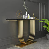 U - Shape Black Marble Golden Console Table - Decor Smart