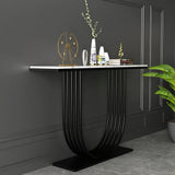 U - Shape Black Marble Golden Console Table - Decor Smart