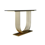 U - Shape Black Marble Golden Console Table - Decor Smart