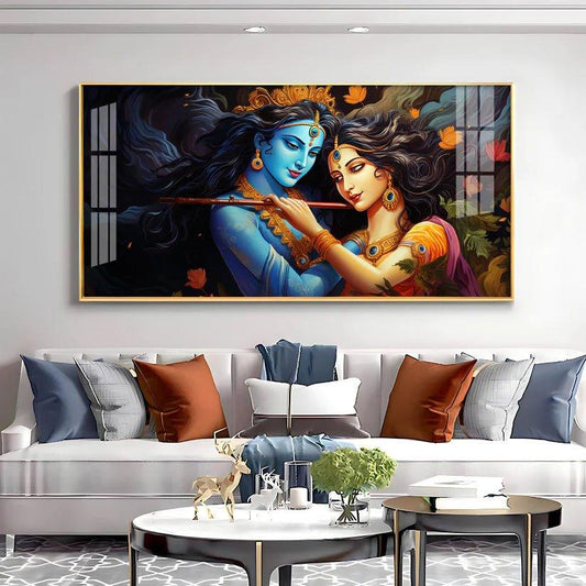 Unique Bond Of Radha Krishna Premium Acrylic Floating Wall Painting - Decor Smart