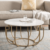 Unique Design White Marble Golden Metal Center Table - Decor Smart