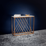 Unique Pattern Console Table with Copper Metal Finish - Decor Smart