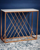 Unique Pattern Console Table with Copper Metal Finish - Decor Smart