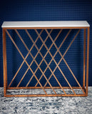 Unique Pattern Console Table with Copper Metal Finish - Decor Smart