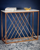 Unique Pattern Console Table with Copper Metal Finish - Decor Smart
