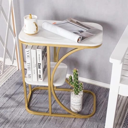 Unique Pattern Designer Side Table with Golden Finish - Decor Smart