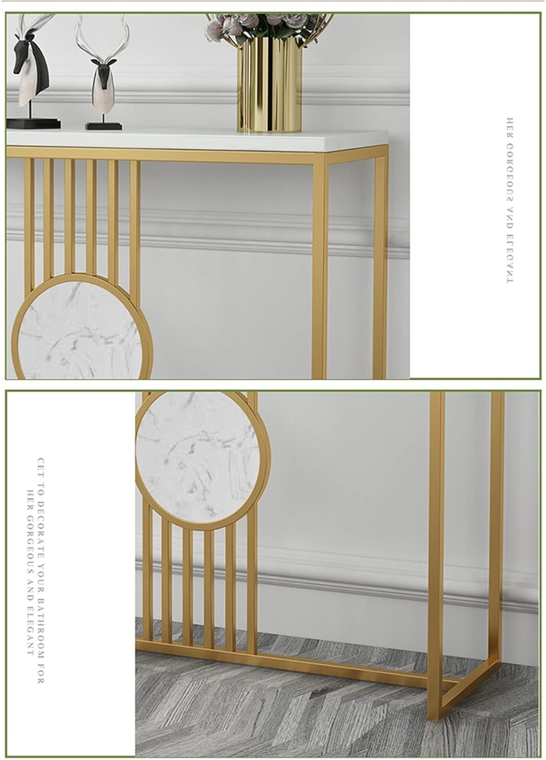 Urban Loft Rectangular White Marble Console Table - Decor Smart