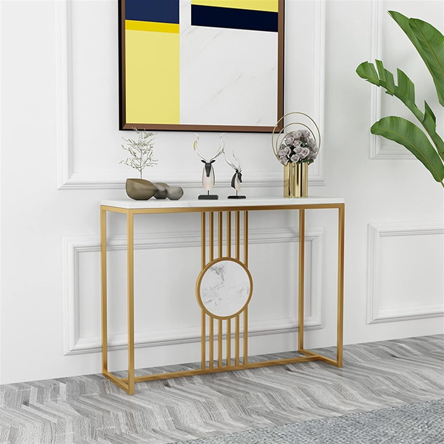 Urban Loft Rectangular White Marble Console Table - Decor Smart