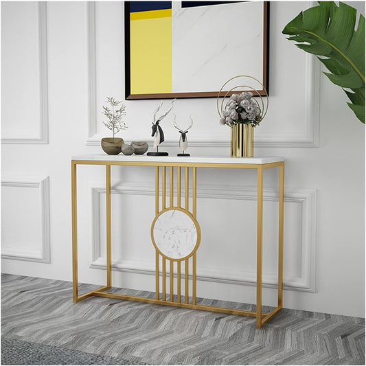 Urban Loft Rectangular White Marble Console Table - Decor Smart