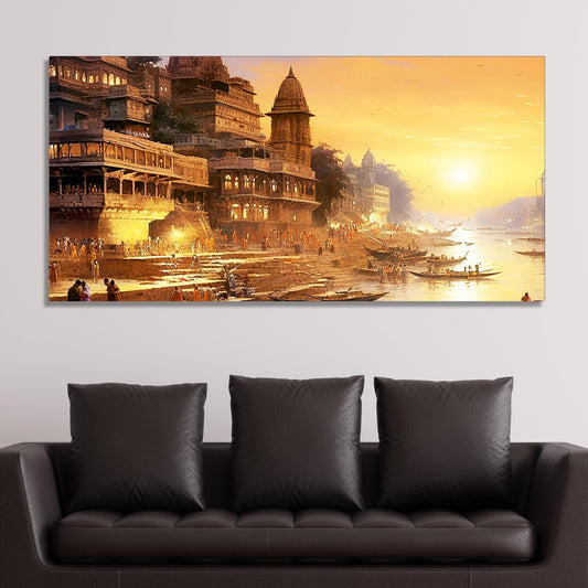 Varanasi City of Spiritual Hub Canvas Wall Painting - Decor Smart