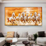 Vastu 7 Running White Horses Premium Acrylic Floating Wall Painting - Decor Smart