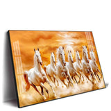 Vastu 7 Running White Horses Premium Acrylic Floating Wall Painting - Decor Smart