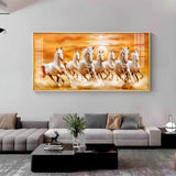 Vastu 7 Running White Horses Premium Acrylic Floating Wall Painting - Decor Smart