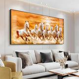 Vastu 7 Running White Horses Premium Acrylic Floating Wall Painting - Decor Smart