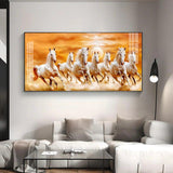 Vastu 7 Running White Horses Premium Acrylic Floating Wall Painting - Decor Smart