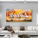 Vastu Seven Running Horses In Morning Premium Acrylic Floating Wall Painting - Decor Smart