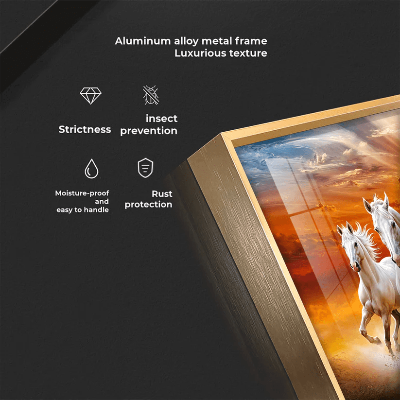 Vastu Seven Running Horses In Morning Premium Acrylic Floating Wall Painting - Decor Smart