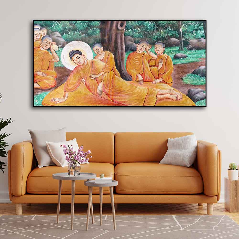 Wall Painting of Gautam Buddha Death - Decor Smart