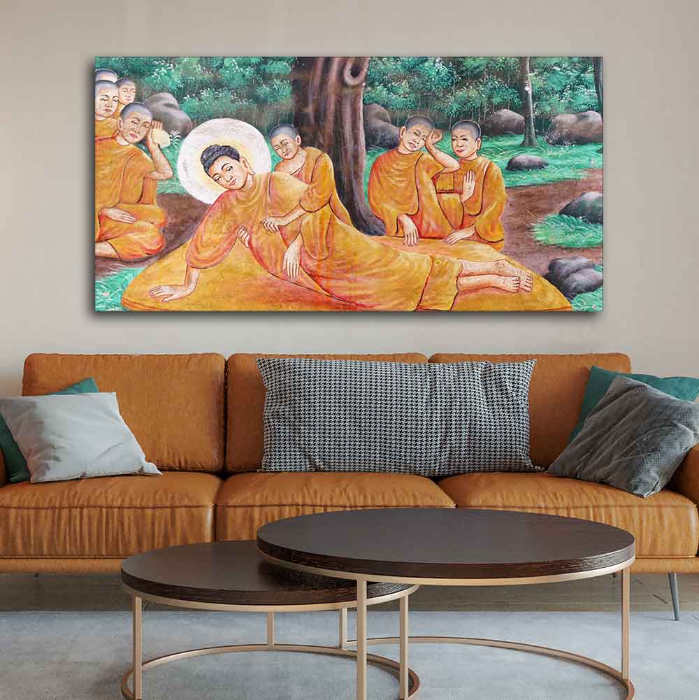 Wall Painting of Gautam Buddha Death - Decor Smart