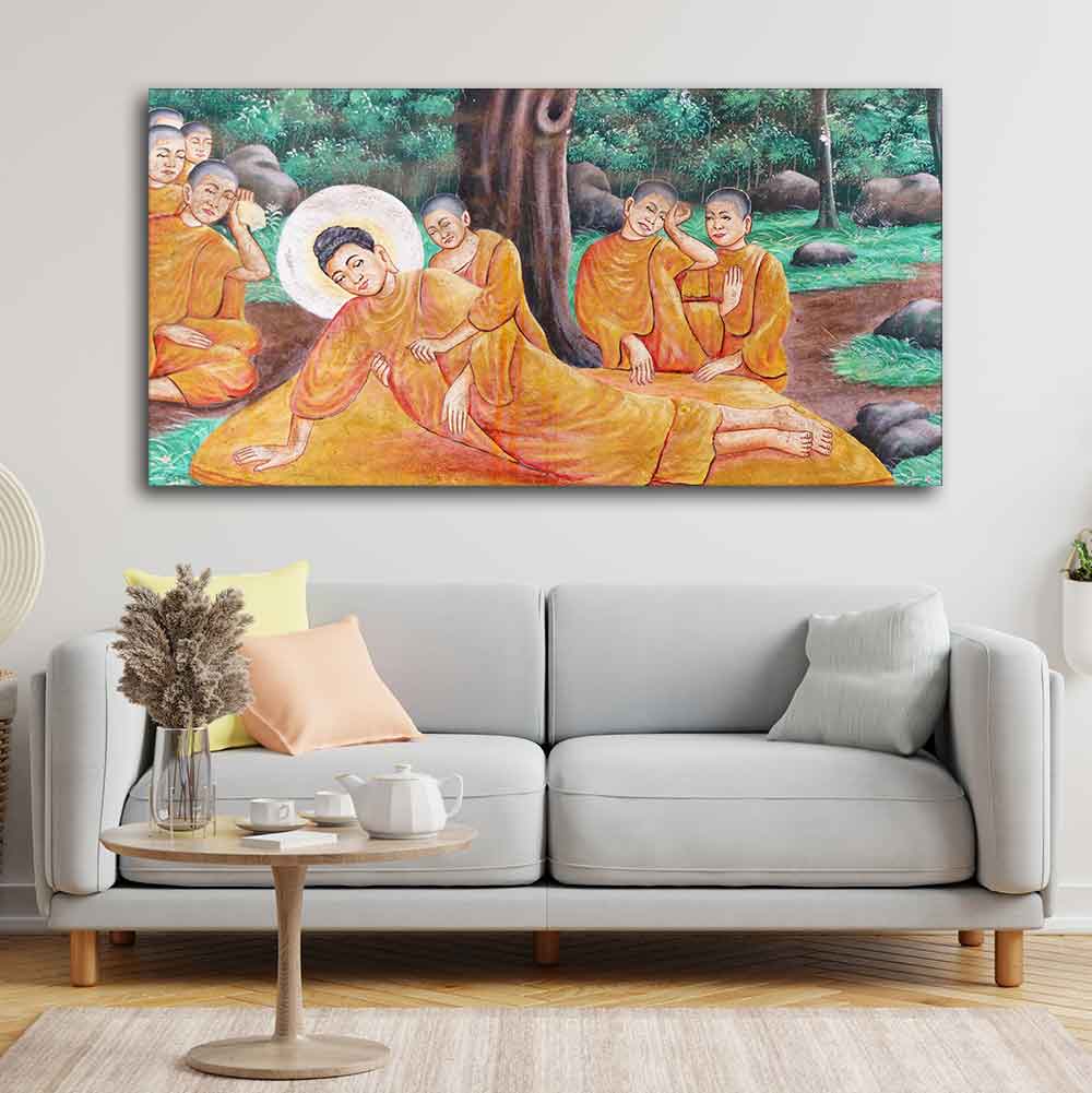 Wall Painting of Gautam Buddha Death - Decor Smart