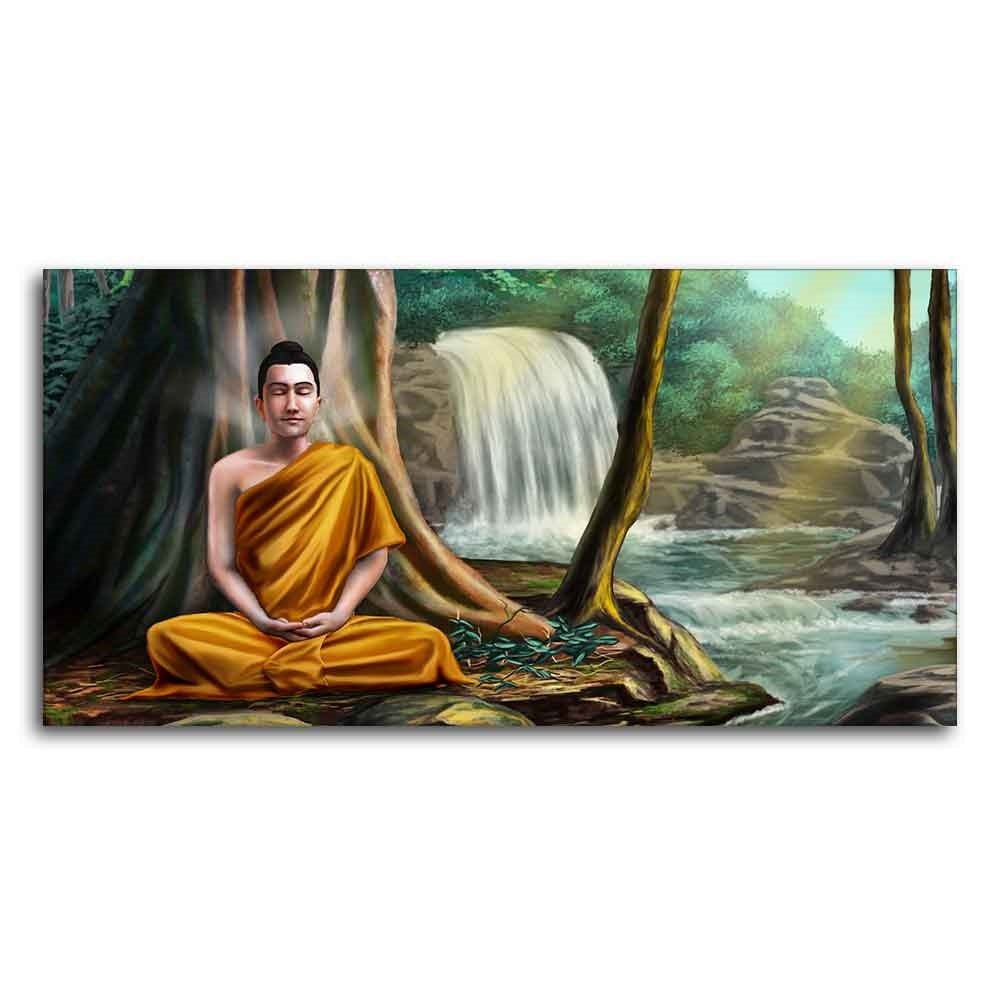 Wall Painting of Lord Buddha with Nature Background - Decor Smart