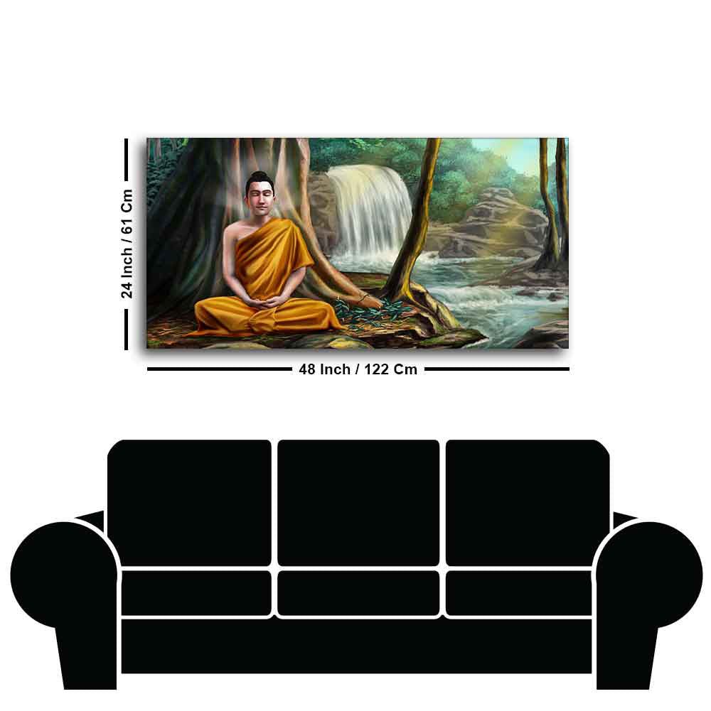 Wall Painting of Lord Buddha with Nature Background - Decor Smart