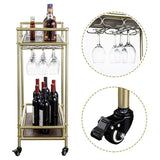 Warvan Freestanding Bar Cart Wine Glasses Bottle Rack - Decor Smart