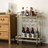 Warvan Freestanding Bar Cart Wine Glasses Bottle Rack - Decor Smart