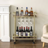 Warvan Freestanding Bar Cart Wine Glasses Bottle Rack - Decor Smart