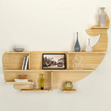 Whale Backlit Designer Wooden Wall Shelf / Book Shelf / Night Light, Light Oak Finish - Decor Smart
