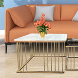 White & Black Square Shape Metallic Marble Table Set of 2 - Decor Smart