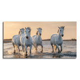 White Horses Galoping in Water Premium Wall Painting - Decor Smart