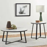 White Marble Round Coffee Table Set of 2 with Faux Marble - Decor Smart